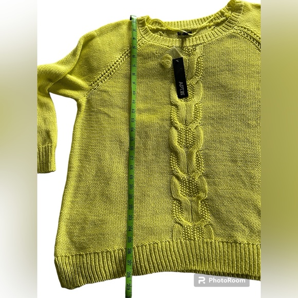 APT 9 bright limeade cable pullover sweater, size 1X, Acrylic (NWT) - Picture 7 of 7